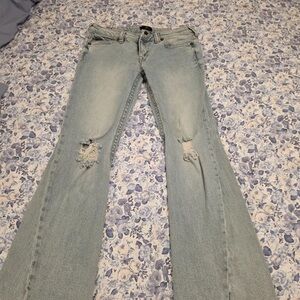 Light Wash Distressed Women's Flared Jeans